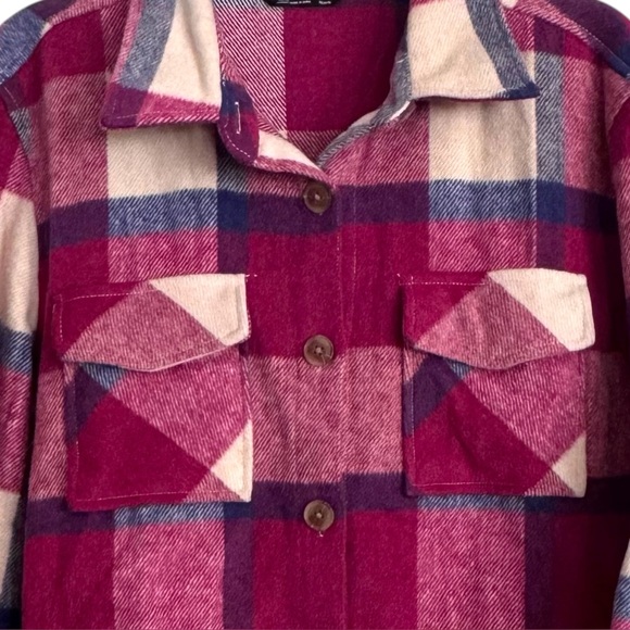 Member's Mark Girl's XL (14-16) Relaxed Fit Long Sleeve Plaid Shacket Pockets - Picture 3 of 7